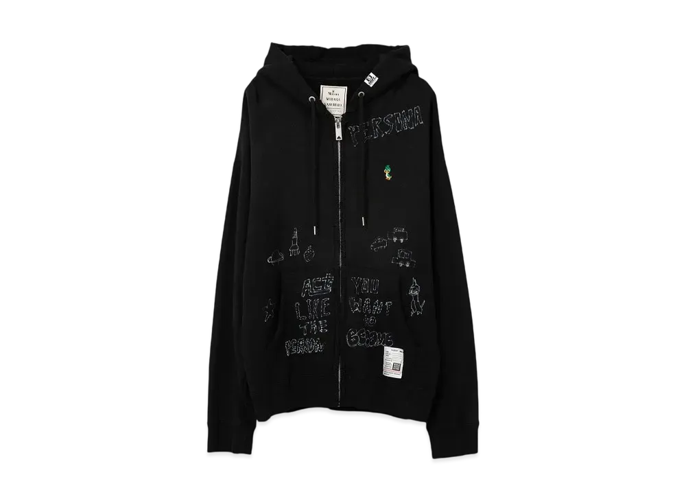 Maison MIHARA YASUHIRO Distressed Graffiti Print Zip-up Hoodie "Black"
