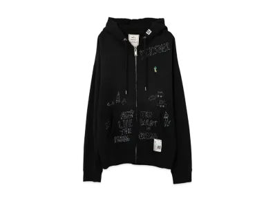 Maison MIHARA YASUHIRO Distressed Graffiti Print Zip-up Hoodie "Black"