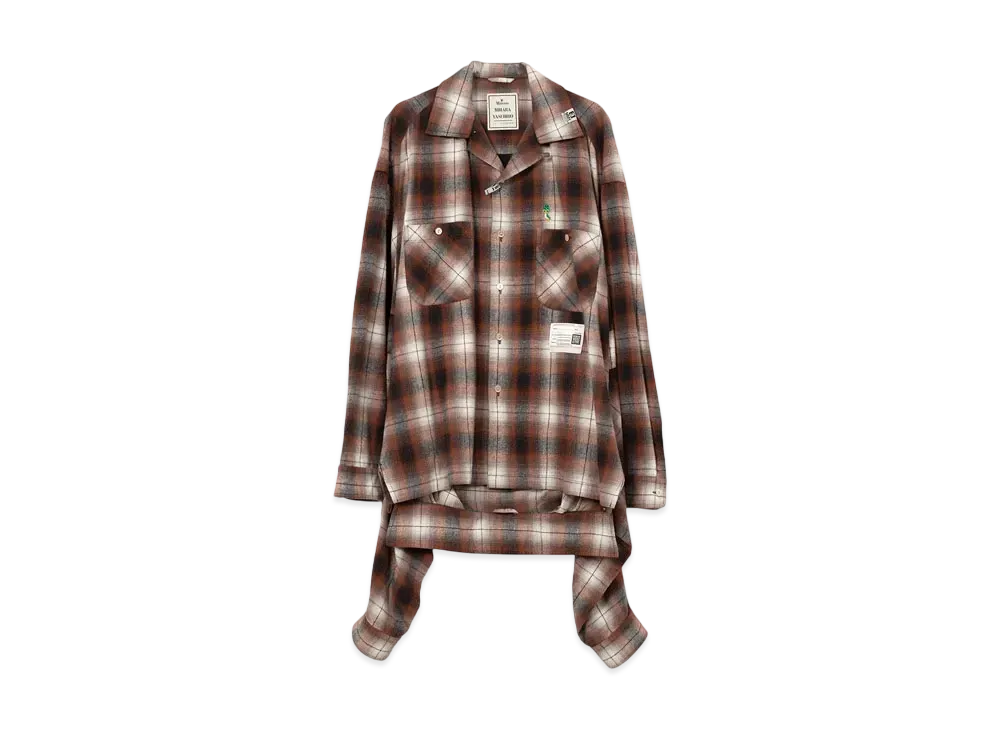 Maison MIHARA YASUHIRO Hem Layer Checkered Shirt "Brown"