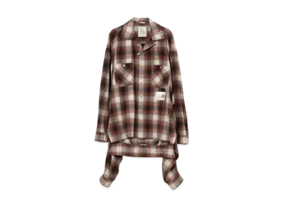 Maison MIHARA YASUHIRO Hem Layer Checkered Shirt "Brown"