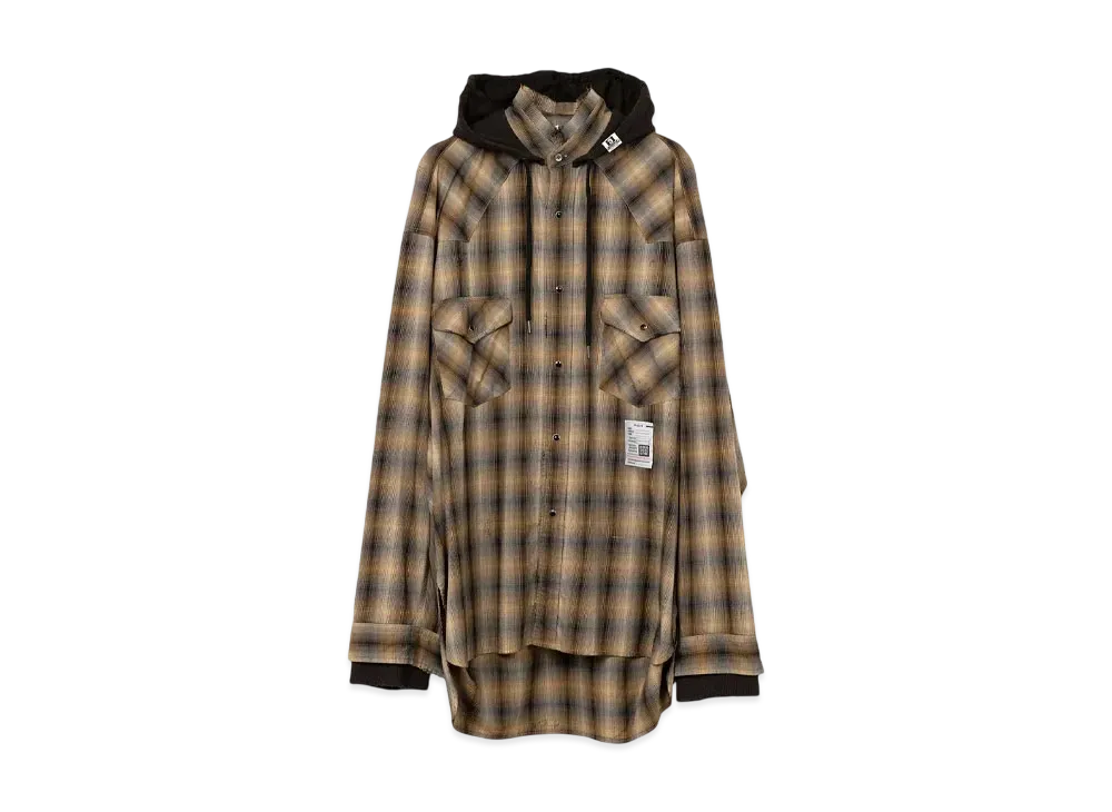 Maison MIHARA YASUHIRO Hoodie Combine Checkered Shirt "Beige"