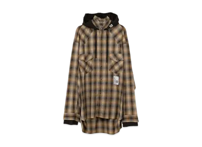 Maison MIHARA YASUHIRO Hoodie Combine Checkered Shirt "Beige"