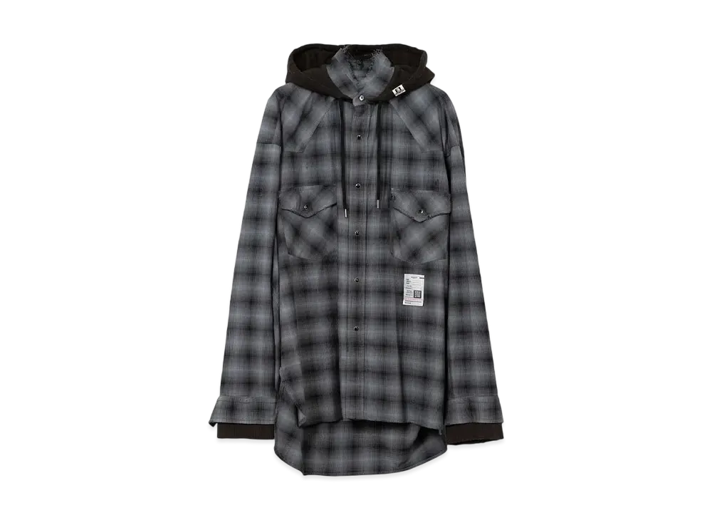 Maison MIHARA YASUHIRO Hoodie Combine Checkered Shirt "Gray"