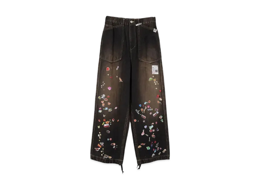 Maison MIHARA YASUHIRO Sticker Prints Denim Baker Pants Maison MIHARA YASUHIRO Sticker Prints Denim Baker Pants
