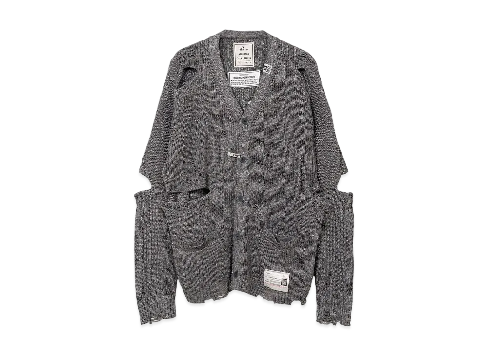 Maison MIHARA YASUHIRO Distressed Spangle Knit Cardigan "Gray"