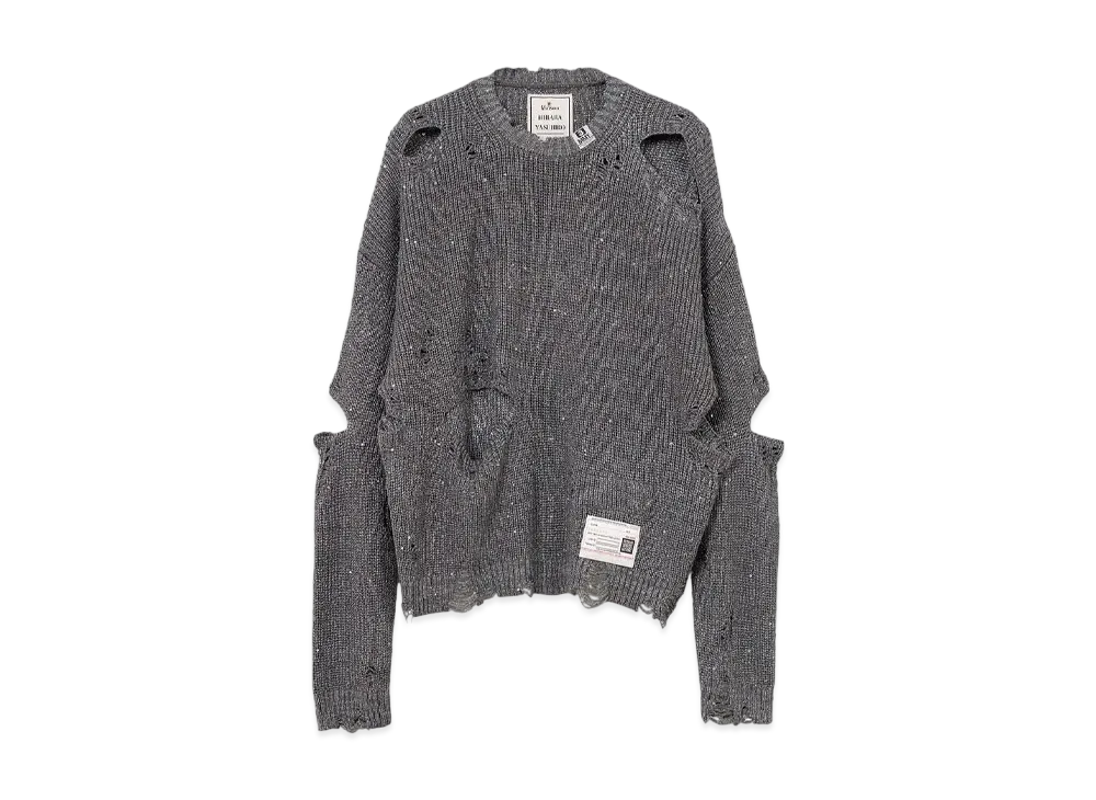 Maison MIHARA YASUHIRO Distressed Spangle Knit Sweater "Gray"