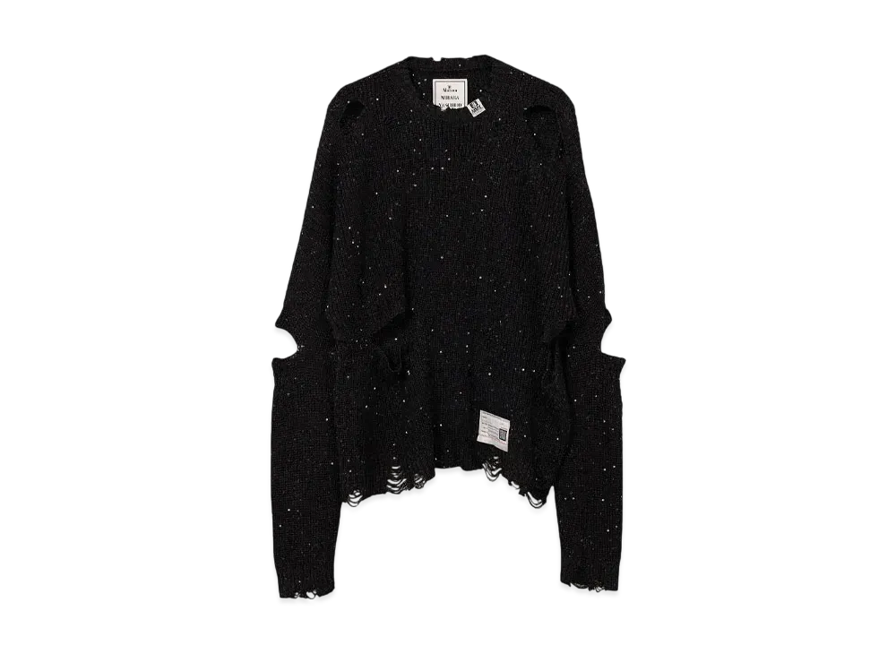 Maison MIHARA YASUHIRO Distressed Spangle Knit Sweater "Black/Black"