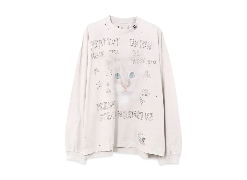 Maison MIHARA YASUHIRO Bleached Cat Print Long Sleeve T-shirt "Pink"