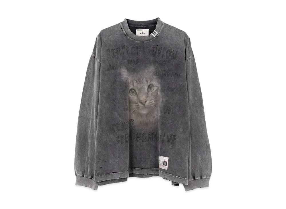 Maison MIHARA YASUHIRO Bleached Cat Print Long Sleeve T-shirt "Black"