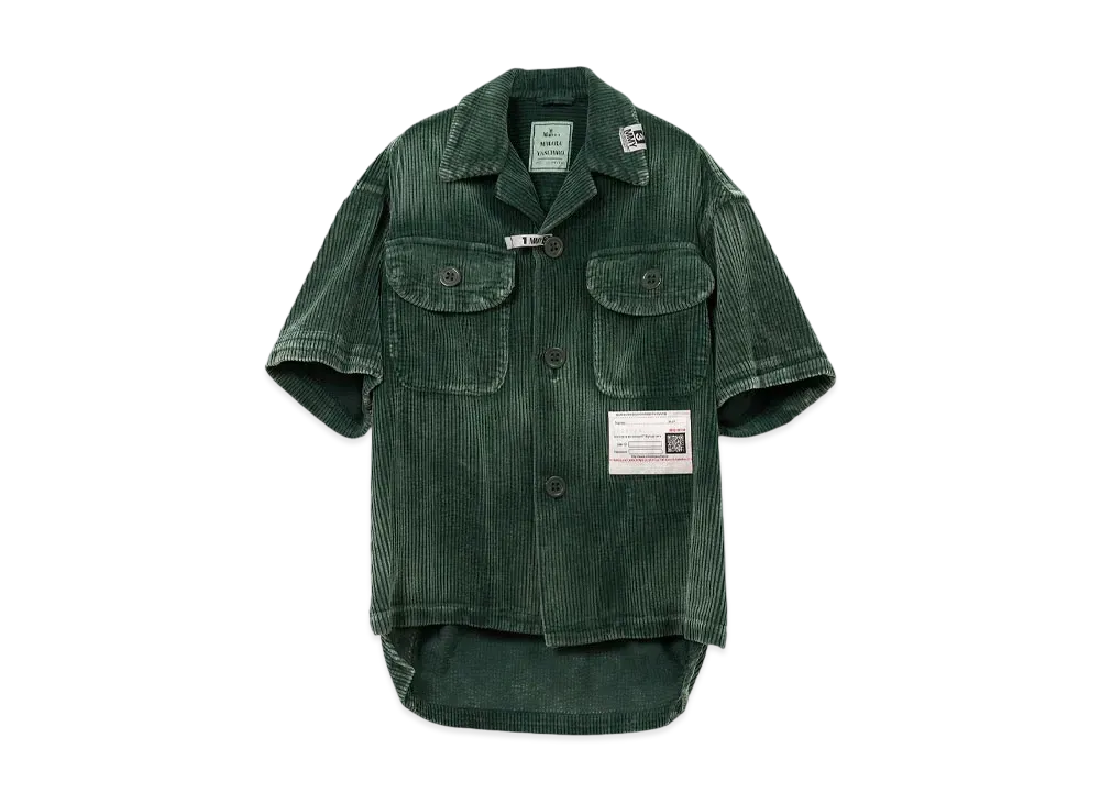 Maison MIHARA YASUHIRO Amateur Sewn Like Corduroy Short-Sleeve Shirt "Green"