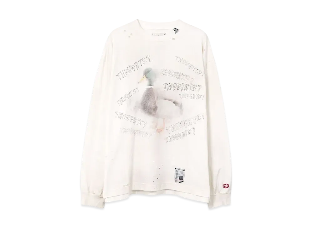 Maison MIHARA YASUHIRO Duck Print Distressed LS T-shirt "White"