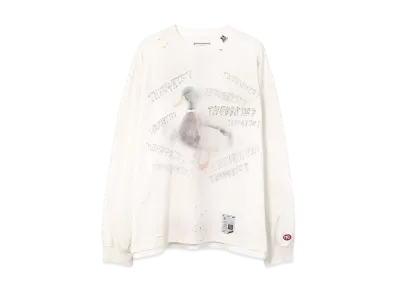 Maison MIHARA YASUHIRO Duck Print Distressed LS T-shirt "White"