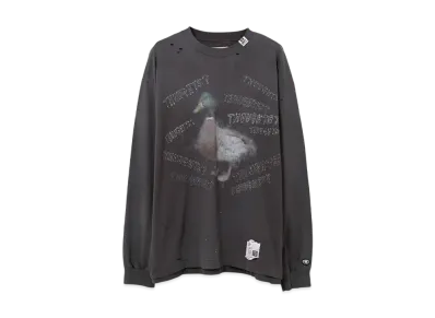 Maison MIHARA YASUHIRO Duck Print Distressed LS T-shirt "Black"