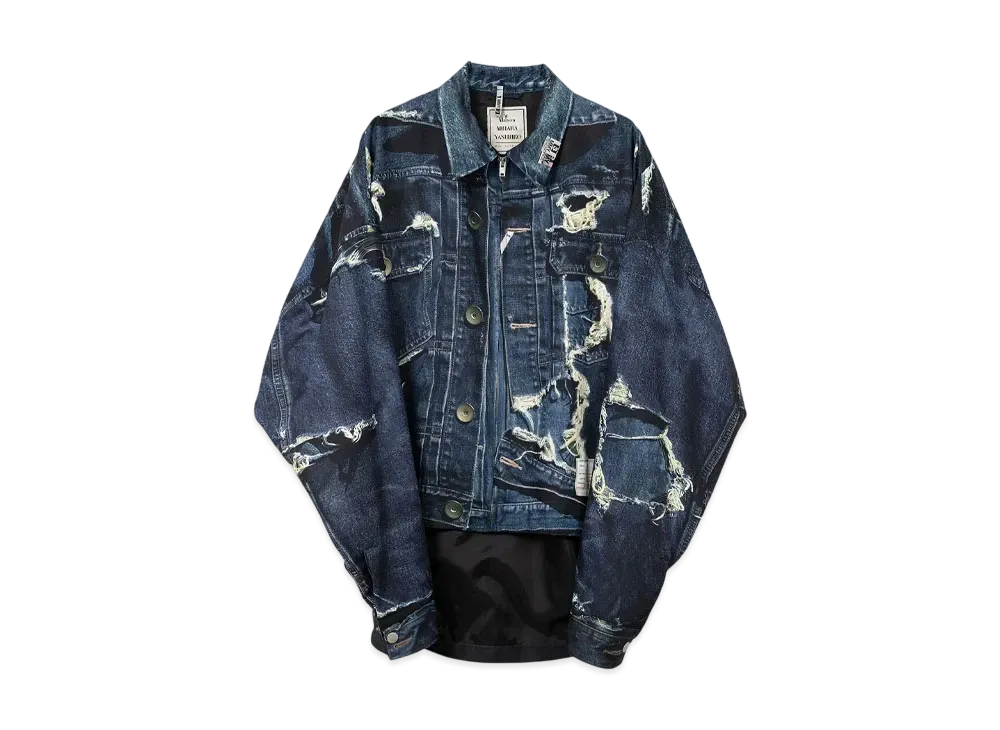 Maison MIHARA YASUHIRO x TALKING ABOUT THE ABSTRACTION Trompe-l'oeil Archive Printed Jacket "Indigo"