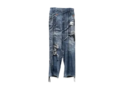 Maison MIHARA YASUHIRO x TALKING ABOUT THE ABSTRACTION Trompe-l'oeil Archive Printed Wide Pants "Indigo"