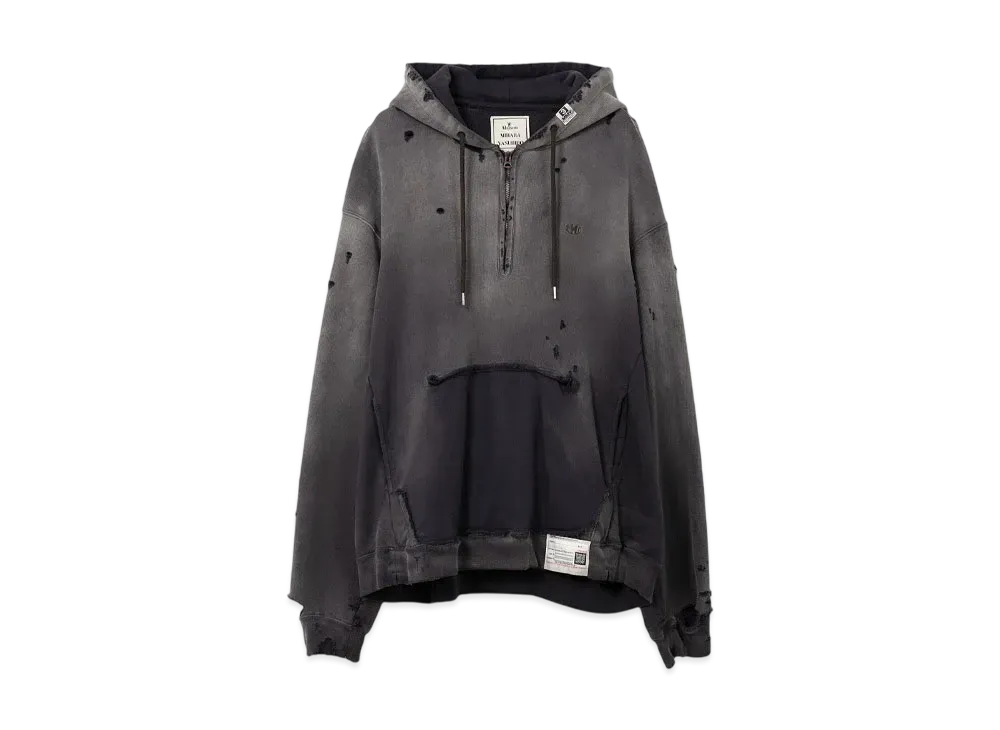 Maison MIHARA YASUHIRO Sun Faded Like Half Zip-Up Hoodie "Black"