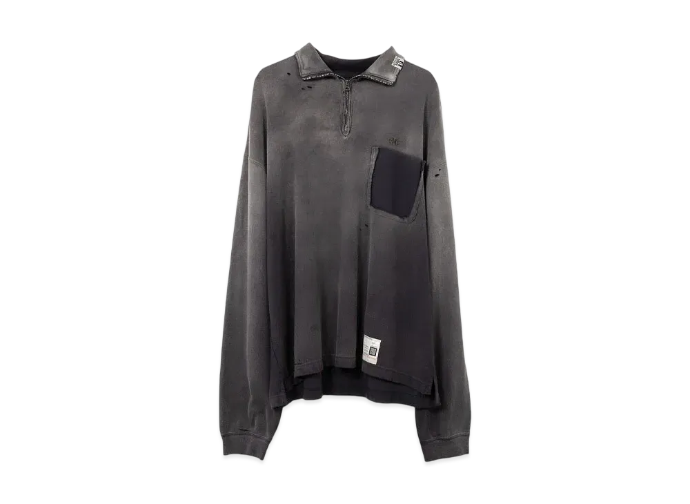 Maison MIHARA YASUHIRO Sun Faded Like Quarter Zip-Up Sweatshirt "Black"