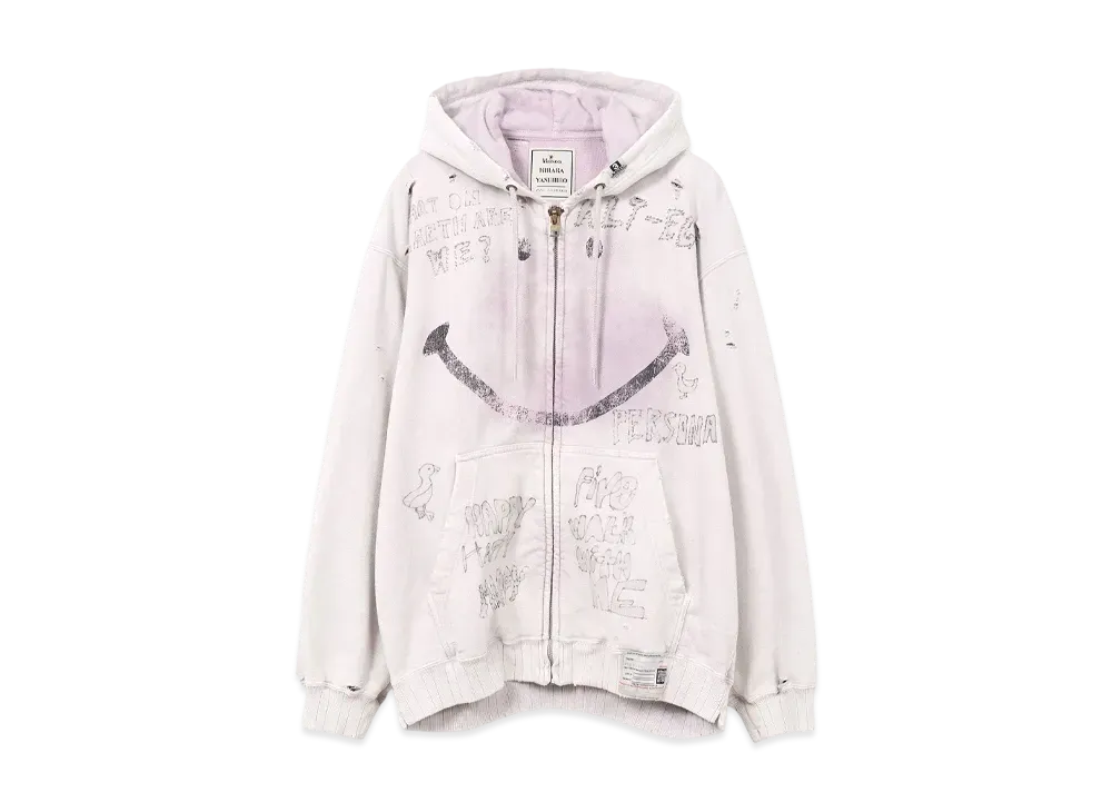Maison MIHARA YASUHIRO Bleached Smily Face Print Zip-up Hoodie "Pink"