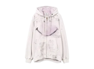 Maison MIHARA YASUHIRO Bleached Smily Face Print Zip-up Hoodie "Pink"