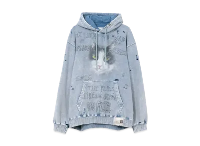 Maison MIHARA YASUHIRO Bleached Cat Print Hoodie "Blue"