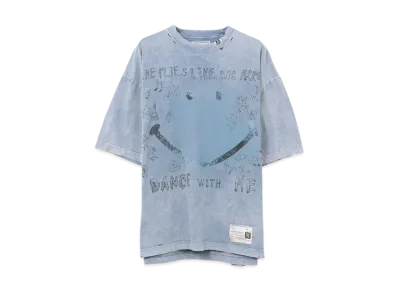 Maison MIHARA YASUHIRO Bleached Smily Face Print T-Shirt "Blue"