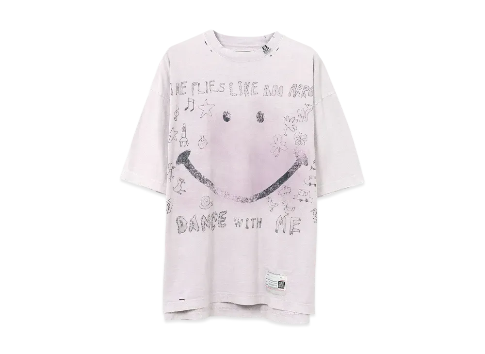 Maison MIHARA YASUHIRO Bleached Smily Face Print T-Shirt "Pink"