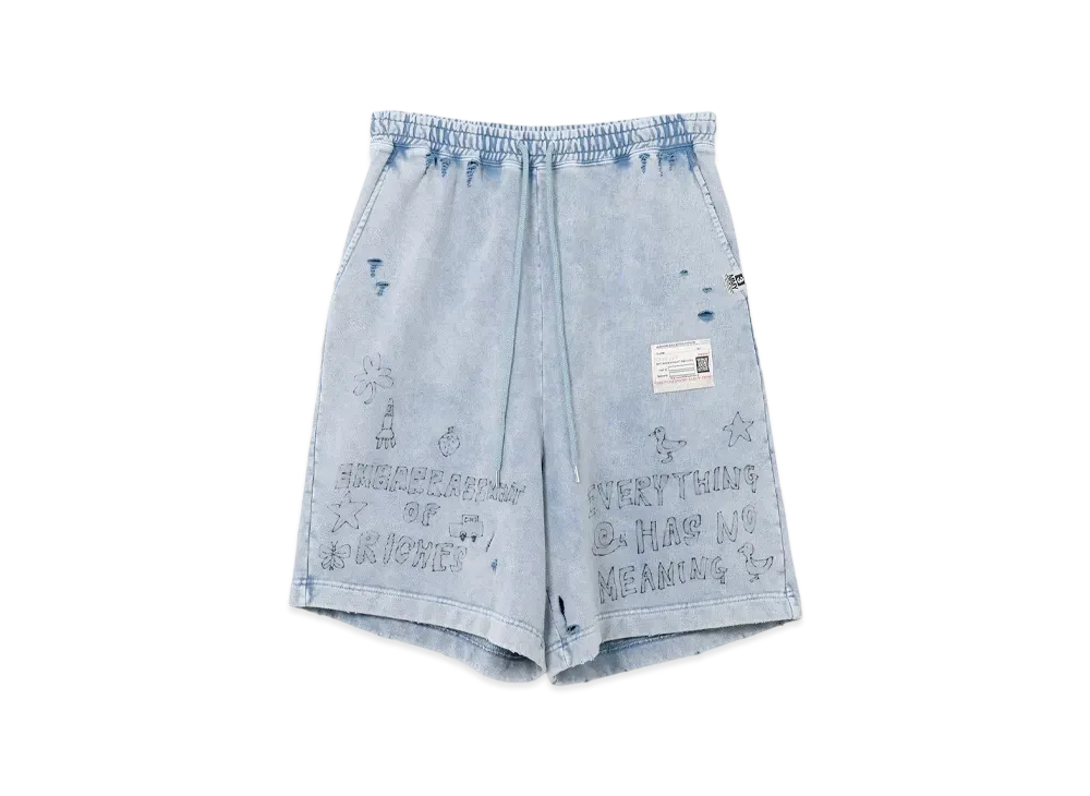 Maison MIHARA YASUHIRO Bleached Graffiti Print Sweat Shorts "Blue"
