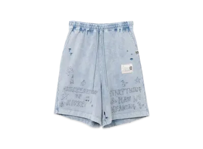 Maison MIHARA YASUHIRO Bleached Graffiti Print Sweat Shorts "Blue"