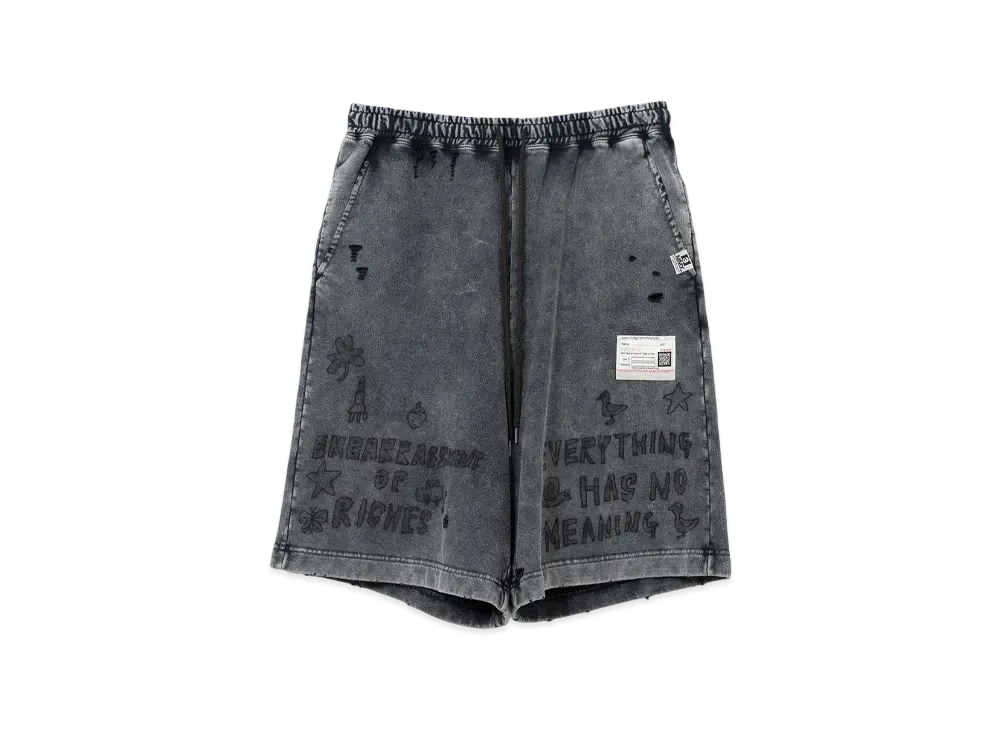 Maison MIHARA YASUHIRO Bleached Graffiti Print Sweat Shorts "Black"