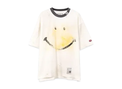 Maison MIHARA YASUHIRO Smily Face Print Distressed Ringer T-Shirt "White"