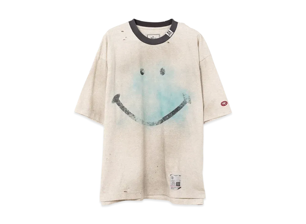 Maison MIHARA YASUHIRO Smily Face Print Distressed Ringer T-Shirt "Gray"
