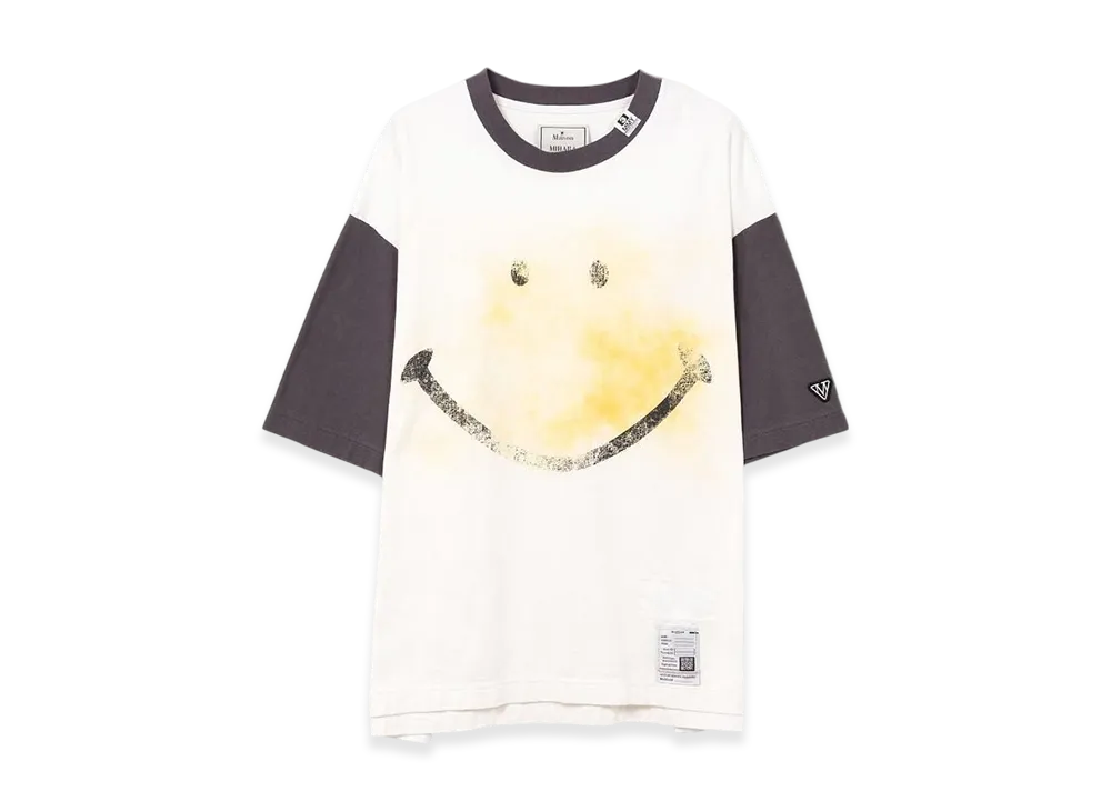Maison MIHARA YASUHIRO Smily Face Printed Ringer T-Shirt "White"