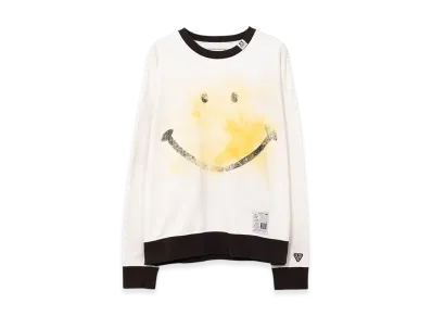 Maison MIHARA YASUHIRO Smily Face Printed Distressed Ringer Sweatshirt "White"