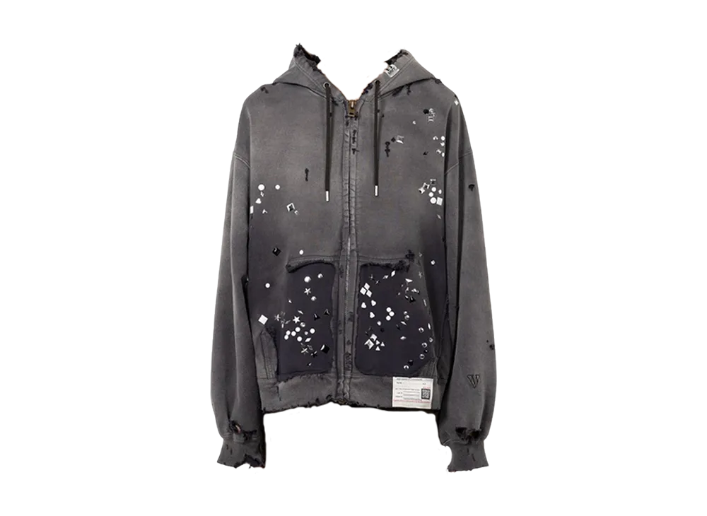 Maison MIHARA YASUHIRO Sun Faded Like Embellished Zip-Up Hoodie "Black"