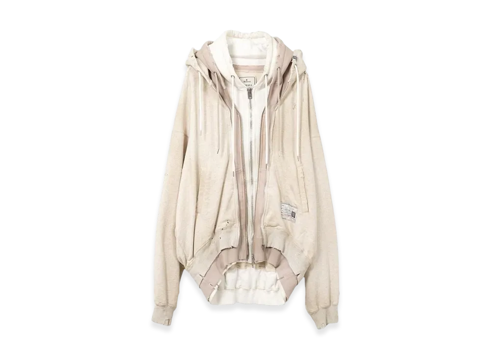 Maison MIHARA YASUHIRO Triple Layered Zip-Up Hoodie "White"