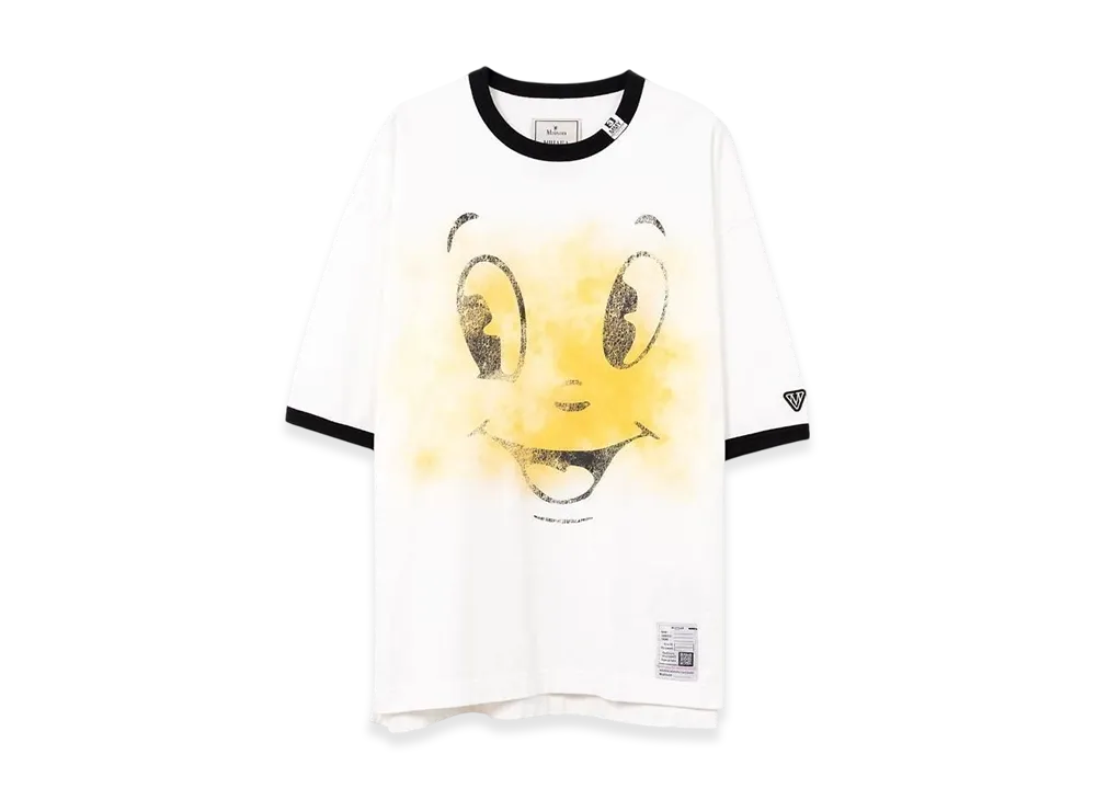 Maison MIHARA YASUHIRO Happy Face Printed Ringer T-Shirt "White"