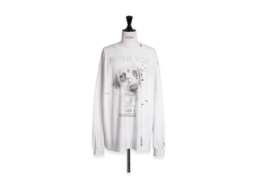 Maison MIHARA YASUHIRO Embellished Distressed Long Sleeves Tee "White"