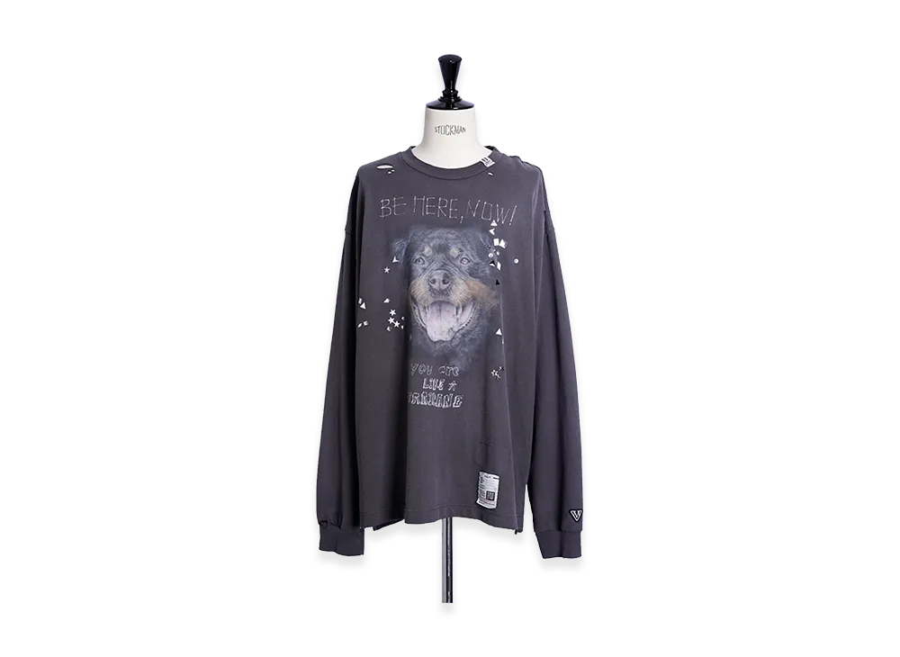 Maison MIHARA YASUHIRO Embellished Distressed Long Sleeves Tee "Black"