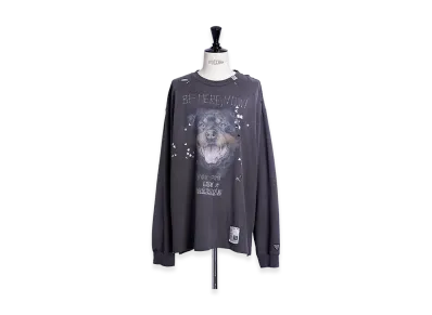 Maison MIHARA YASUHIRO Embellished Distressed Long Sleeves Tee "Black"