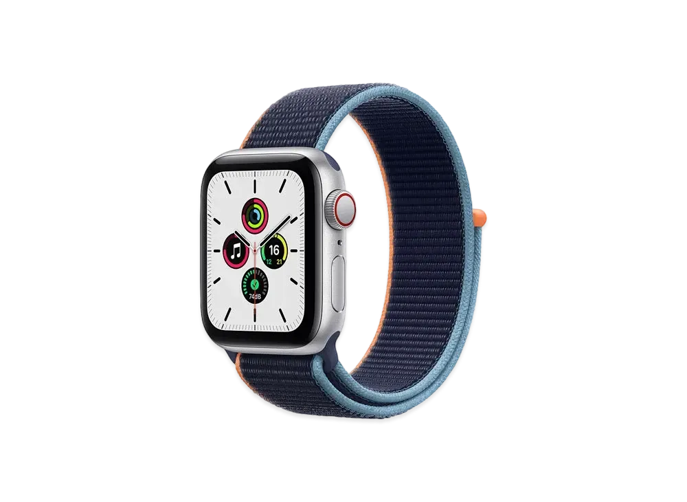 Apple Watch SE (GPS + Cellular Model) 40mm Silver Aluminiumcase Deep Navy Sports Loop "Silver" MYEG2JA