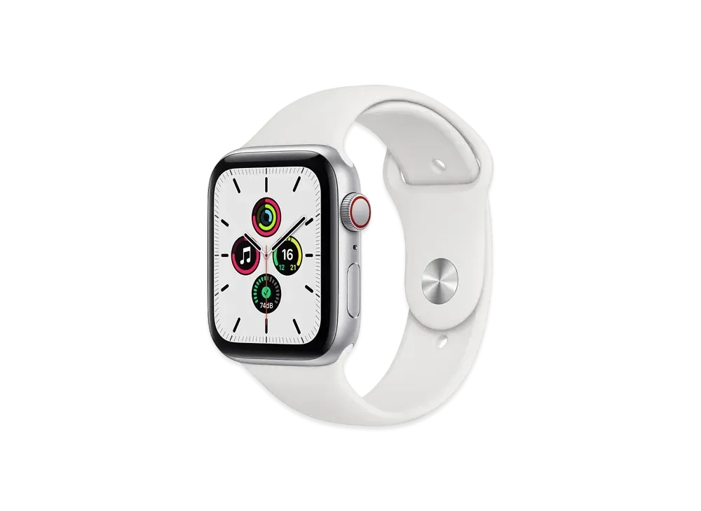 Apple Watch SE (GPS + Cellular Model) 44mm Silver Aluminiumcase White Sportsband Regular "White" MYEV2JA