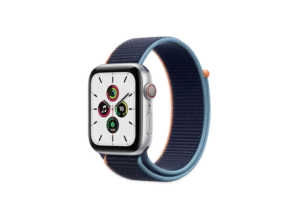 Apple Watch SE (GPS + Cellular Model) 44mm Silver Aluminiumcase Deep Navy Sports Loop "Silver" MYEW2JA