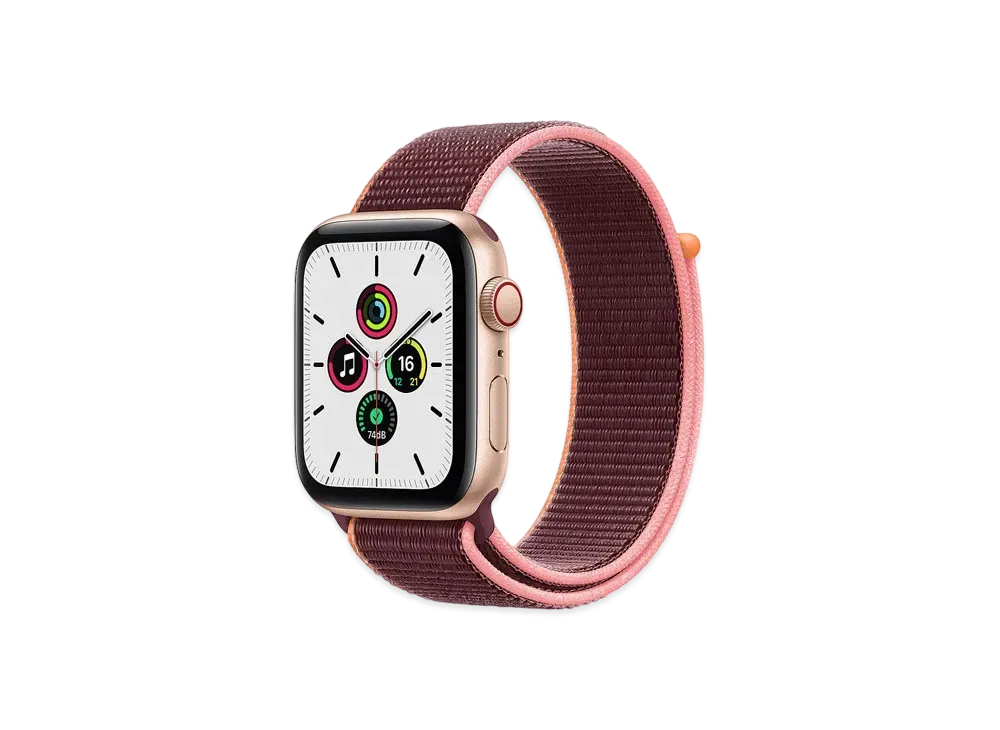 Apple Watch SE (GPS + Cellular Model) 44mm Gold Aluminiumcase Plum Sports Loop "Pink" MYEY2JA
