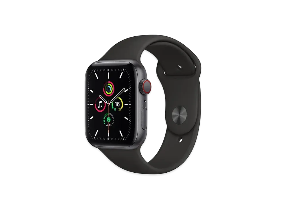 Apple Watch SE (GPS + Cellular Model) 44mm Space Gray Aluminiumcase Black Sportsband Regular "Black" MYF02JA