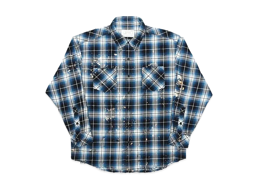 MIYAGIHIDETAKA Rafu037 Bleached & Damaged Shirt "Blue"