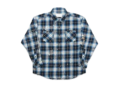 MIYAGIHIDETAKA Rafu037 Bleached & Damaged Shirt "Blue"