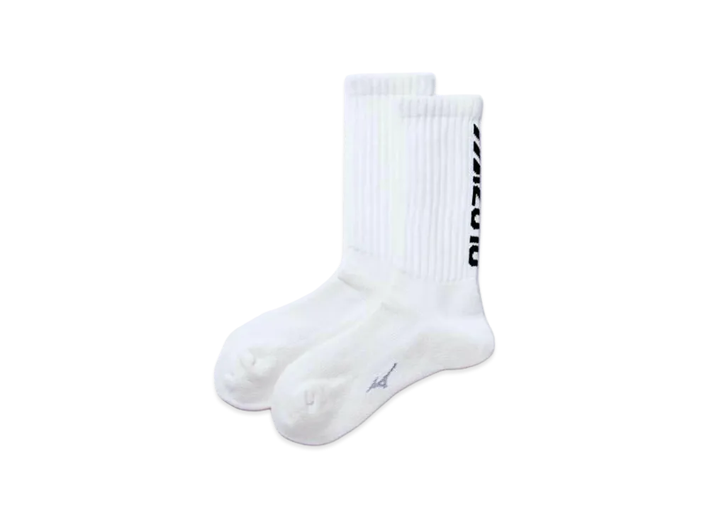 MIZUNO Dry Vector Pile Regular Socks "White/Black"