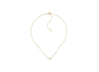 Dior Clair D Lune Necklace Metal Resin Pearls and Crystals "White/Gold"