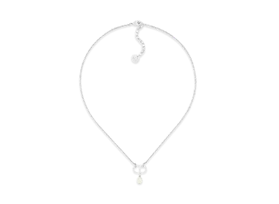 Dior Petit CD Necklace Metal and Resin Pearl "Palladium/White"