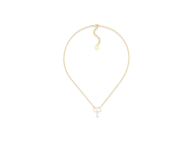 Dior Petit CD Necklace Metal with a Resin Pearl "White/Gold"